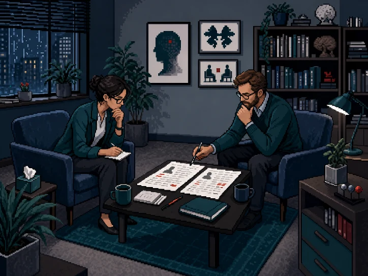 Two psychologists reviewing a case in professional supervision